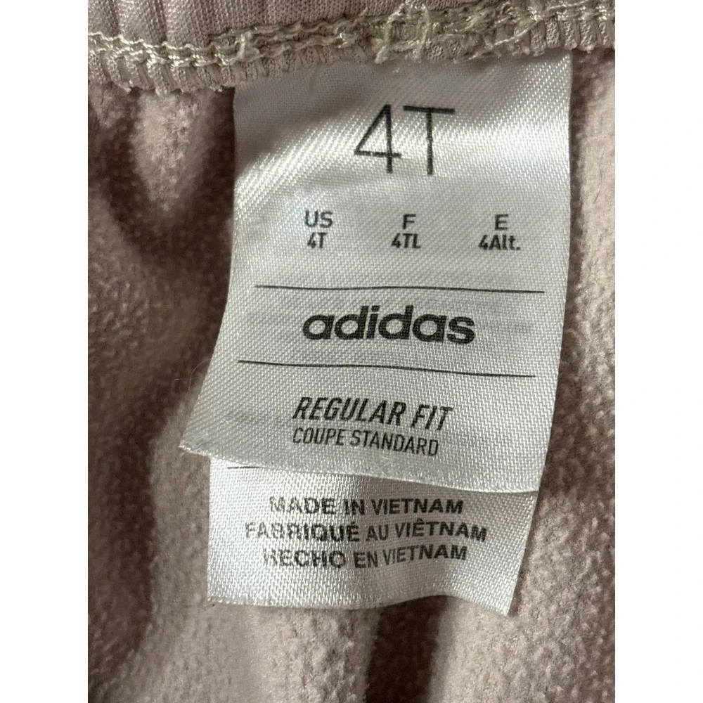 Adidas Kids 4T Tracksuit Set Beige Fleece Hoodie and Joggers 2‎ Piece Set